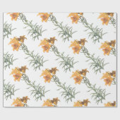 Orangene Lilienblumenmuster Geschenkpapier (Flach)