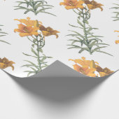 Orangene Lilienblumenmuster Geschenkpapier (Ecke)