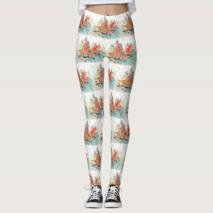 Orangene Muscheln auf Strand Aquarellmalerei  Leggings