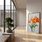 Orangene Orchideen-Leinwandkunst Poster