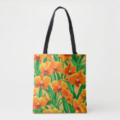 Orangene Orchideen-Tasche Tasche (Vorderseite)