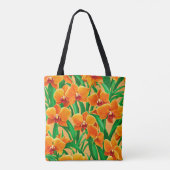 Orangene Orchideen-Tasche Tasche (Rückseite)
