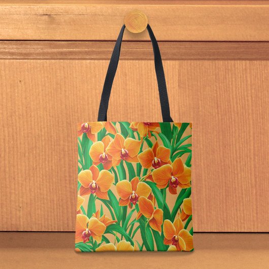 Orangene Orchideen-Tasche Tasche