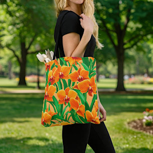 Orangene Orchideen-Tasche Tasche