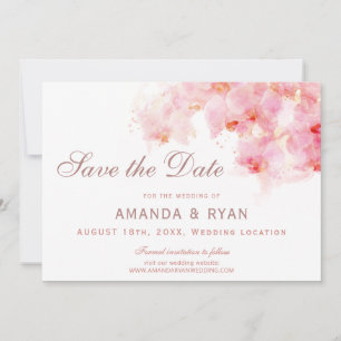 Orangene Orchideen-Watercolor-Blumen-Hochzeit Save The Date