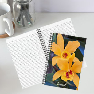 Orangene Orchideenblüten Floral Notizblock