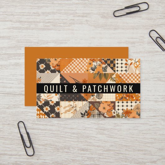 Orangene Patchwork-Quilt-Handmade-Kleidung Visitenkarte (Vorderseite/Rückseite Beispiel)