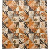 Orangene Patchworkdecke Rustikale Blumen Retro Duschvorhang (Vorderseite)