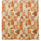 Orangene Patchworkdecke Rustikale Blumen Retro Duschvorhang (Vorderseite)