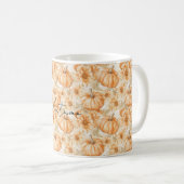 Orangene Pfirsich-Kürbisse & Blumen Kaffeetasse (VorderseiteRechts)