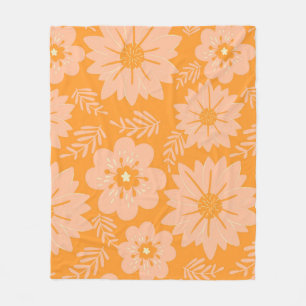 Orangene Pfirsich-Tropen-Blumen-Botanik-Sommer Fleecedecke