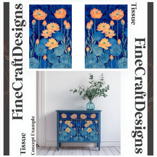 Orangene Pfirsichblüten & Türkisfarbene Decoupage Seidenpapier