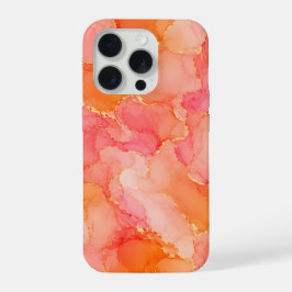 Orangene Pink-Alkohol-Tinten-Struktur iPhone 15 Pro Hülle