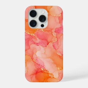 Orangene Pink-Alkohol-Tinten-Struktur iPhone 15 Pro Hülle