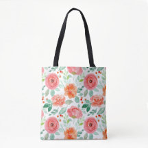 Orangene pink vintage Blumenmuster-Tasche