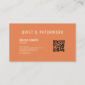 Orangene Quilt-Patchwork-Handmade-Kleidung Visitenkarte (Rückseite)