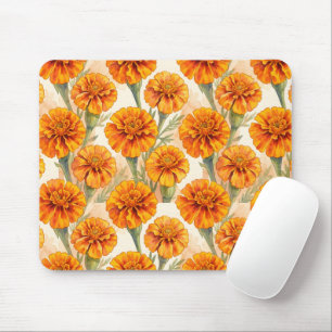 Orangene Ringelblumen-Blütenmuster Mousepad