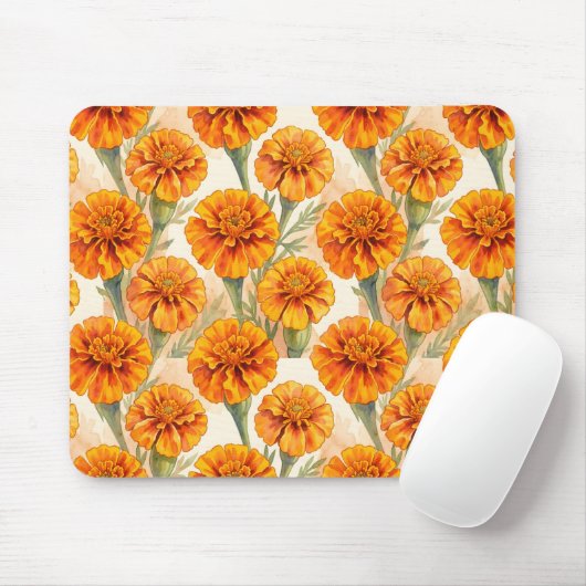 Orangene Ringelblumen-Blütenmuster Mousepad (Mit Mouse)