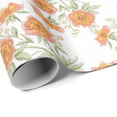 Orangene Rosen Hochzeit Geschenkpapier (Rolleneckpunkt)