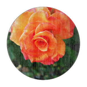 Orangene Rosenblüte Schneidebrett