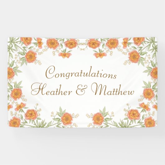 Orangene Rosenhochzeit Banner (Horizontal)