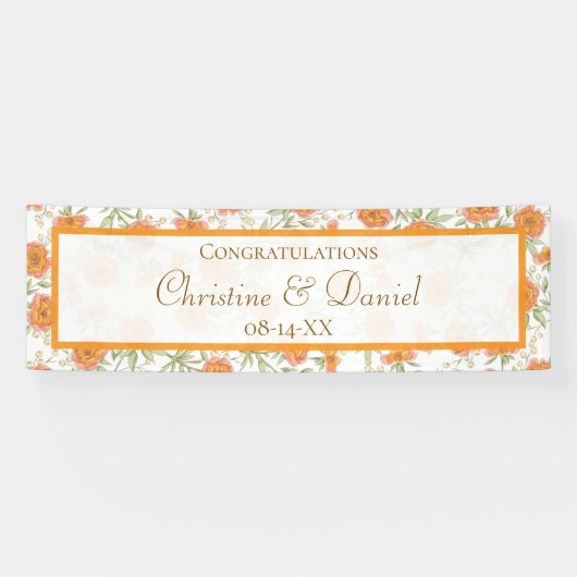 Orangene Rosenhochzeit Banner (Horizontal)