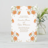 Orangene Rosenhochzeit Einladung (Stehend Vorderseite)