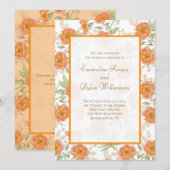 Orangene Rosenhochzeit Einladung (Vorne/Hinten)