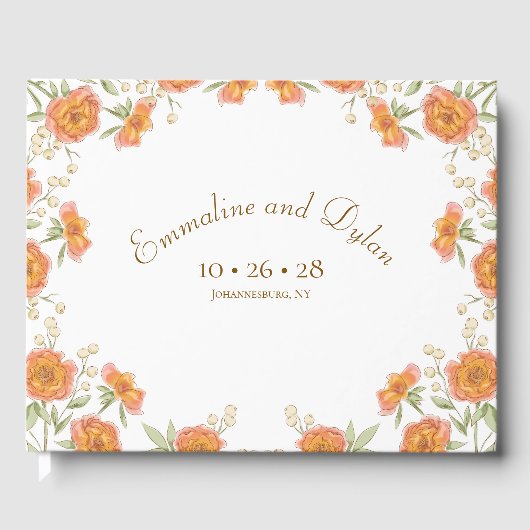 Orangene Rosenhochzeit Gästebuch (Vorderseite)