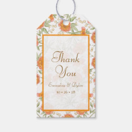 Orangene Rosenhochzeit Geschenkanhänger