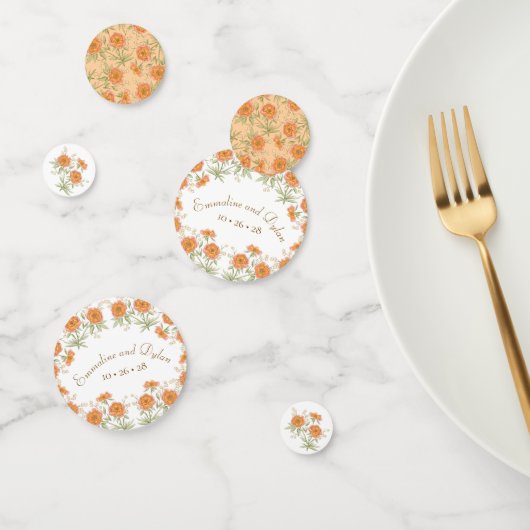 Orangene Rosenhochzeit Konfetti (Gruppe)