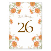 Orangene Rosenhochzeit Tischnummer (Vorderseite)