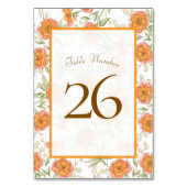 Orangene Rosenhochzeit Tischnummer (Vorderseite)