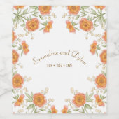 Orangene Rosenhochzeit Weinetikett (Einzelnes Label)