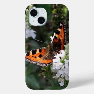 Orangene Schmetterlinge und weiße Blüten Case-Mate iPhone Hülle