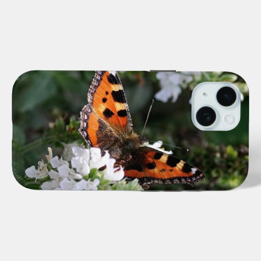 Orangene Schmetterlinge und weiße Blüten Case-Mate iPhone Hülle (Rückseite (Horizontal))