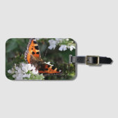 Orangene Schmetterlinge und weiße Blüten Gepäckanhänger (Vorderseite (Horizontal))