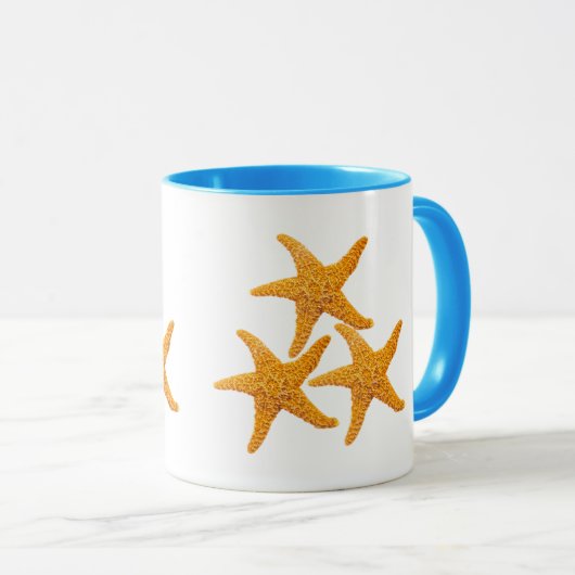 Orangene Seesterne Tasse (VorderseiteRechts)