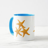 Orangene Seesterne Tasse (Vorderseite Links)