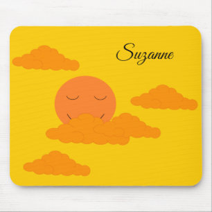 Orangene Sonne im goldenen Himmel: Mousepad