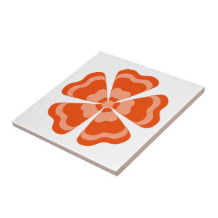 Orangene stilisierte Retro-Blume Fliese