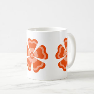 Orangene stilisierte Retro-Blume Kaffeetasse