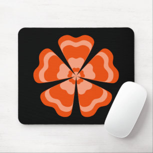 Orangene stilisierte Retro-Blume Mousepad