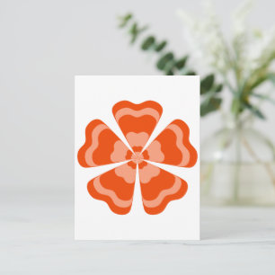 Orangene stilisierte Retro-Blume Postkarte