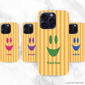 Orangene Streifen Spielender Smiley iPhone Hülle