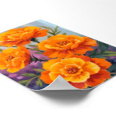 Orangene Studentenblumen | Oktober Blumen Aquarell Poster (Ecke)