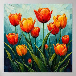 Orangene Tulpen Poster