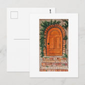 Orangene Tür Postkarte (Vorne/Hinten)