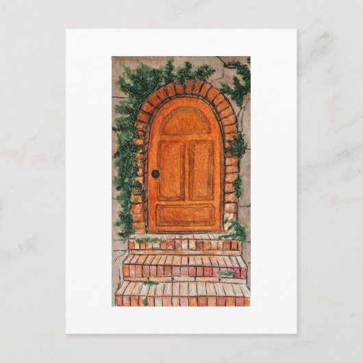 Orangene Tür Postkarte (Vorderseite)