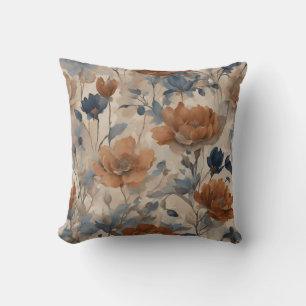 Orangene und blaue Blumendekoration Kissen